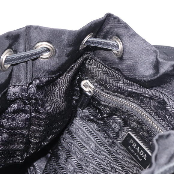 PRADA Shoulder Bag Nylon Black Silver Auth 184177A
