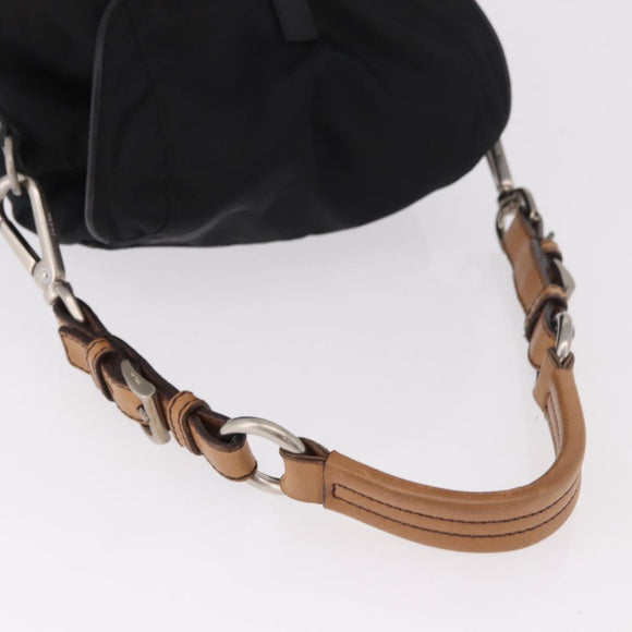 PRADA Shoulder Bag Nylon Black Silver Auth 184177A