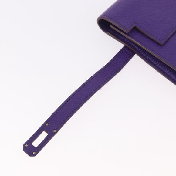HERMES Kelly Long Wallet Epsom Purple Silver Auth 184179SM