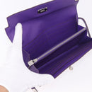 HERMES Kelly Long Wallet Epsom Purple Silver Auth 184179SM-9