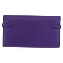 HERMES Kelly Long Wallet Epsom Purple Silver Auth 184179SM-2