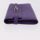 HERMES Kelly Long Wallet Epsom Purple Silver Auth 184179SM-4