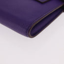 HERMES Kelly Long Wallet Epsom Purple Silver Auth 184179SM-14