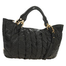 Miu Miu Hand Bag Leather 2way Black Gold Auth 184180V-1