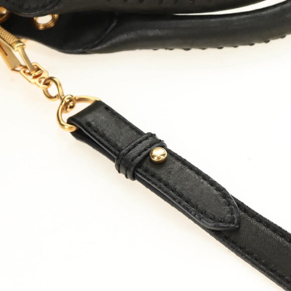 Miu Miu Hand Bag Leather 2way Black Gold Auth 184180V