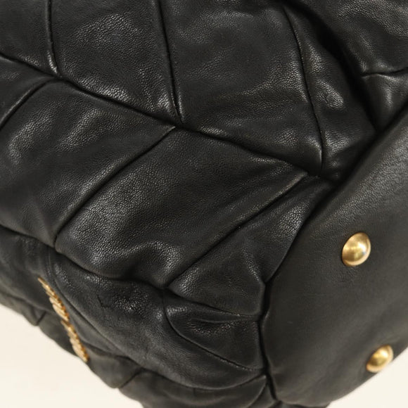 Miu Miu Hand Bag Leather 2way Black Gold Auth 184180V