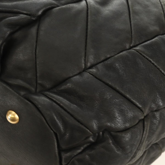 Miu Miu Hand Bag Leather 2way Black Gold Auth 184180V
