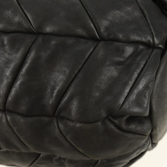 Miu Miu Hand Bag Leather 2way Black Gold Auth 184180V
