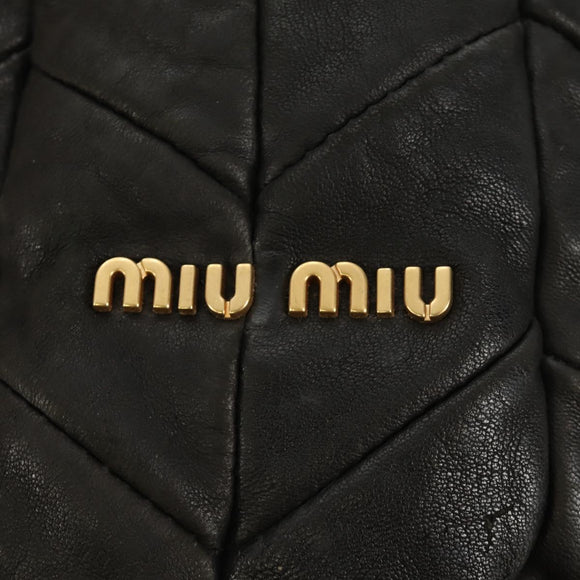 Miu Miu Hand Bag Leather 2way Black Gold Auth 184180V