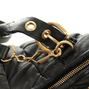 Miu Miu Hand Bag Leather 2way Black Gold Auth 184180V-22