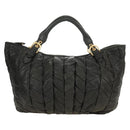 Miu Miu Hand Bag Leather 2way Black Gold Auth 184180V-13