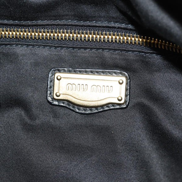 Miu Miu Hand Bag Leather 2way Black Gold Auth 184180V