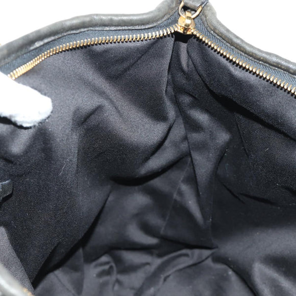 Miu Miu Hand Bag Leather 2way Black Gold Auth 184180V