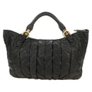 Miu Miu Hand Bag Leather 2way Black Gold Auth 184180V-2