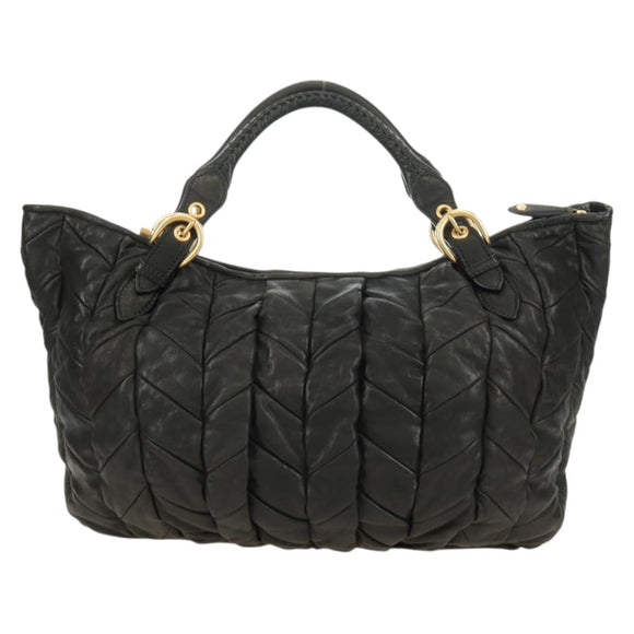 Miu Miu Hand Bag Leather 2way Black Gold Auth 184180V