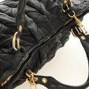 Miu Miu Hand Bag Leather 2way Black Gold Auth 184180V-6