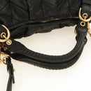 Miu Miu Hand Bag Leather 2way Black Gold Auth 184180V-7