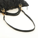 Miu Miu Hand Bag Leather 2way Black Gold Auth 184180V-8