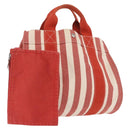 HERMES Cannes Hand Bag Canvas Red Silver Auth 184181A-1