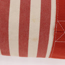 HERMES Cannes Hand Bag Canvas Red Silver Auth 184181A-6