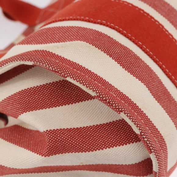 HERMES Cannes Hand Bag Canvas Red Silver Auth 184181A