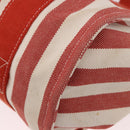 HERMES Cannes Hand Bag Canvas Red Silver Auth 184181A-16