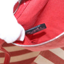 HERMES Cannes Hand Bag Canvas Red Silver Auth 184181A-22