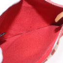 HERMES Cannes Hand Bag Canvas Red Silver Auth 184181A-23