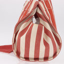 HERMES Cannes Hand Bag Canvas Red Silver Auth 184181A-3