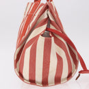 HERMES Cannes Hand Bag Canvas Red Silver Auth 184181A-4