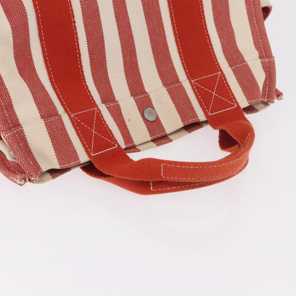 HERMES Cannes Hand Bag Canvas Red Silver Auth 184181A