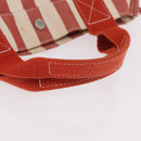 HERMES Cannes Hand Bag Canvas Red Silver Auth 184181A-8
