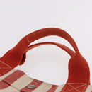 HERMES Cannes Hand Bag Canvas Red Silver Auth 184181A-9