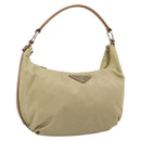 PRADA Shoulder Bag Nylon Beige Silver Auth 184182A-1