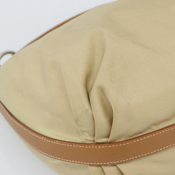 PRADA Shoulder Bag Nylon Beige Silver Auth 184182A