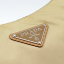 PRADA Shoulder Bag Nylon Beige Silver Auth 184182A-14