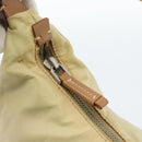 PRADA Shoulder Bag Nylon Beige Silver Auth 184182A-15