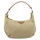 PRADA Shoulder Bag Nylon Beige Silver Auth 184182A-2
