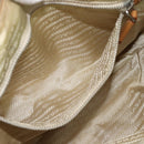 PRADA Shoulder Bag Nylon Beige Silver Auth 184182A-21