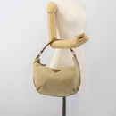 PRADA Shoulder Bag Nylon Beige Silver Auth 184182A-23