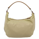 PRADA Shoulder Bag Nylon Beige Silver Auth 184182A-3