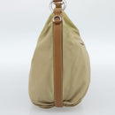 PRADA Shoulder Bag Nylon Beige Silver Auth 184182A-4