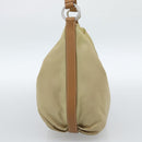 PRADA Shoulder Bag Nylon Beige Silver Auth 184182A-5