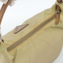 PRADA Shoulder Bag Nylon Beige Silver Auth 184182A-6