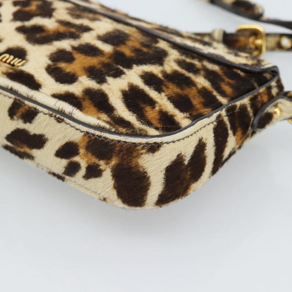 Miu Miu Shoulder Bag Harako leather Beige Gold Auth 184187A