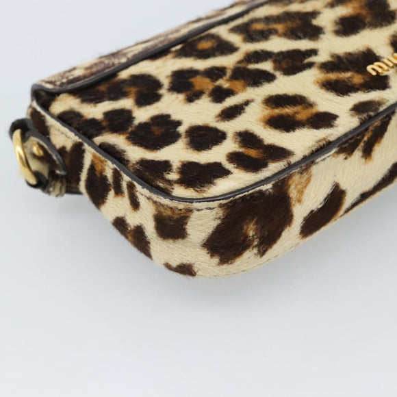 Miu Miu Shoulder Bag Harako leather Beige Gold Auth 184187A