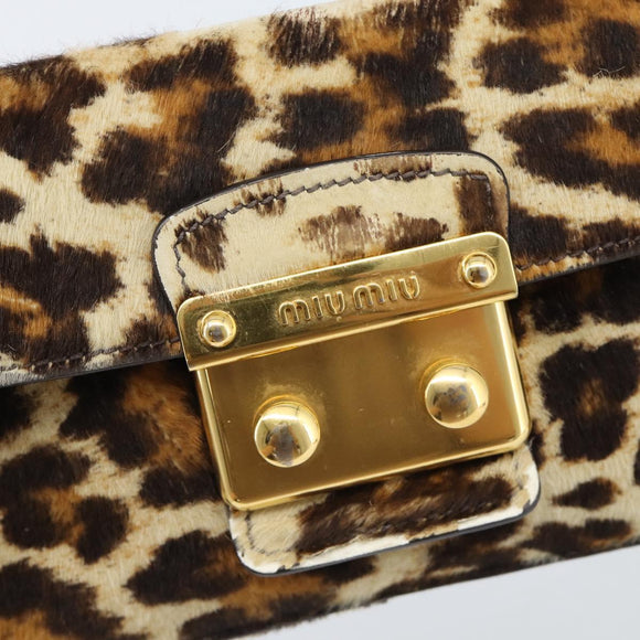 Miu Miu Shoulder Bag Harako leather Beige Gold Auth 184187A
