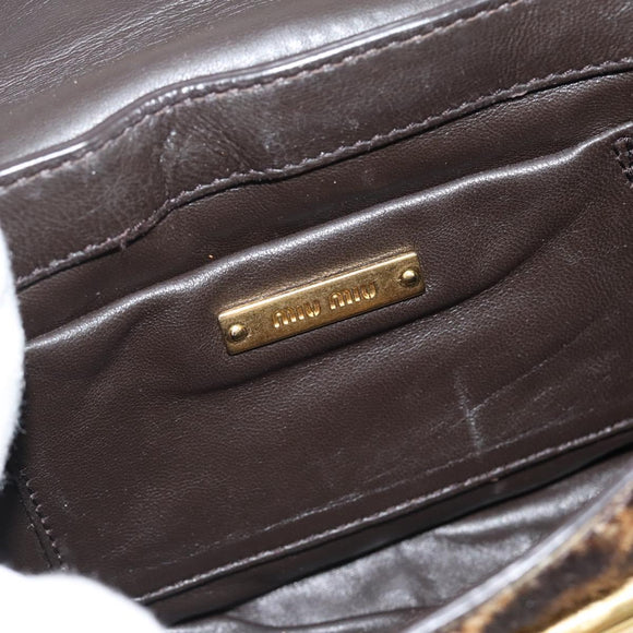 Miu Miu Shoulder Bag Harako leather Beige Gold Auth 184187A