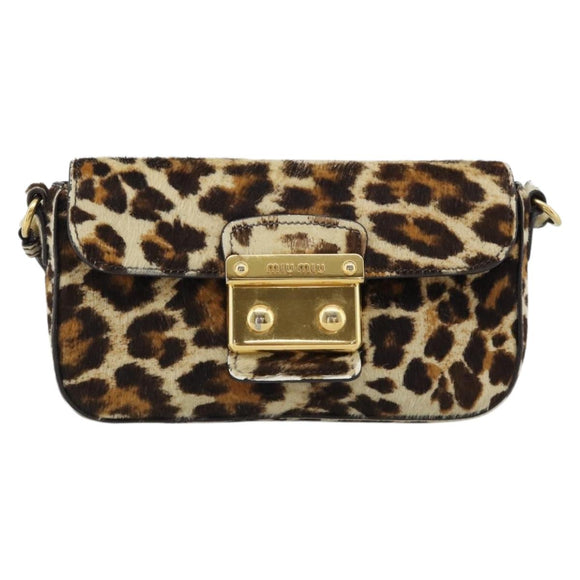 Miu Miu Shoulder Bag Harako leather Beige Gold Auth 184187A