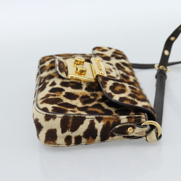 Miu Miu Shoulder Bag Harako leather Beige Gold Auth 184187A